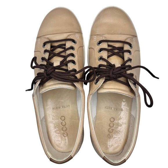 Ecco | Women | Soft 7 Neutral Leather Extra Wide Casual Sneakers | Size 10 - Picture 5 of 14